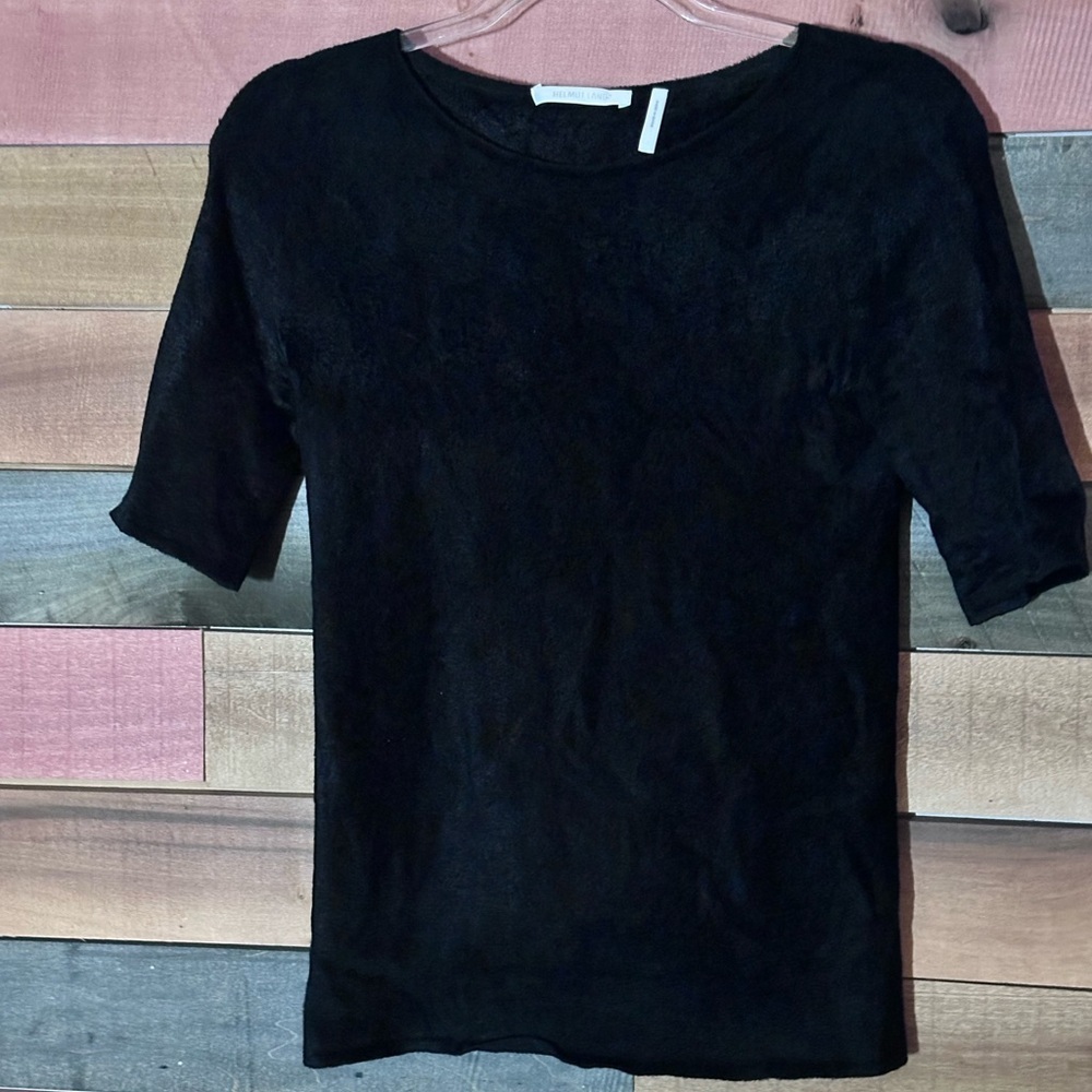 Helmut Lang Black Velvet Short Sleeved Shirt